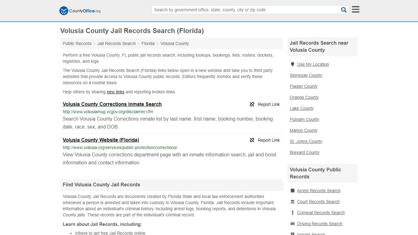 Jail Records Search - Volusia County, FL (Jail Rosters & Records)